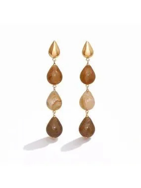 New! Amber Stone Drop Earrings (1008) Nwot